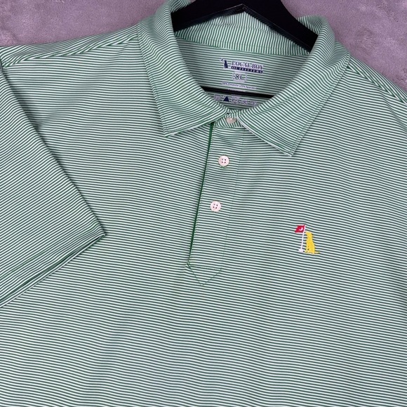 Local Boy Outfitters Golf Polo Shirt Men's XL Lucky Green White Striped Dog Flag - Picture 1 of 8